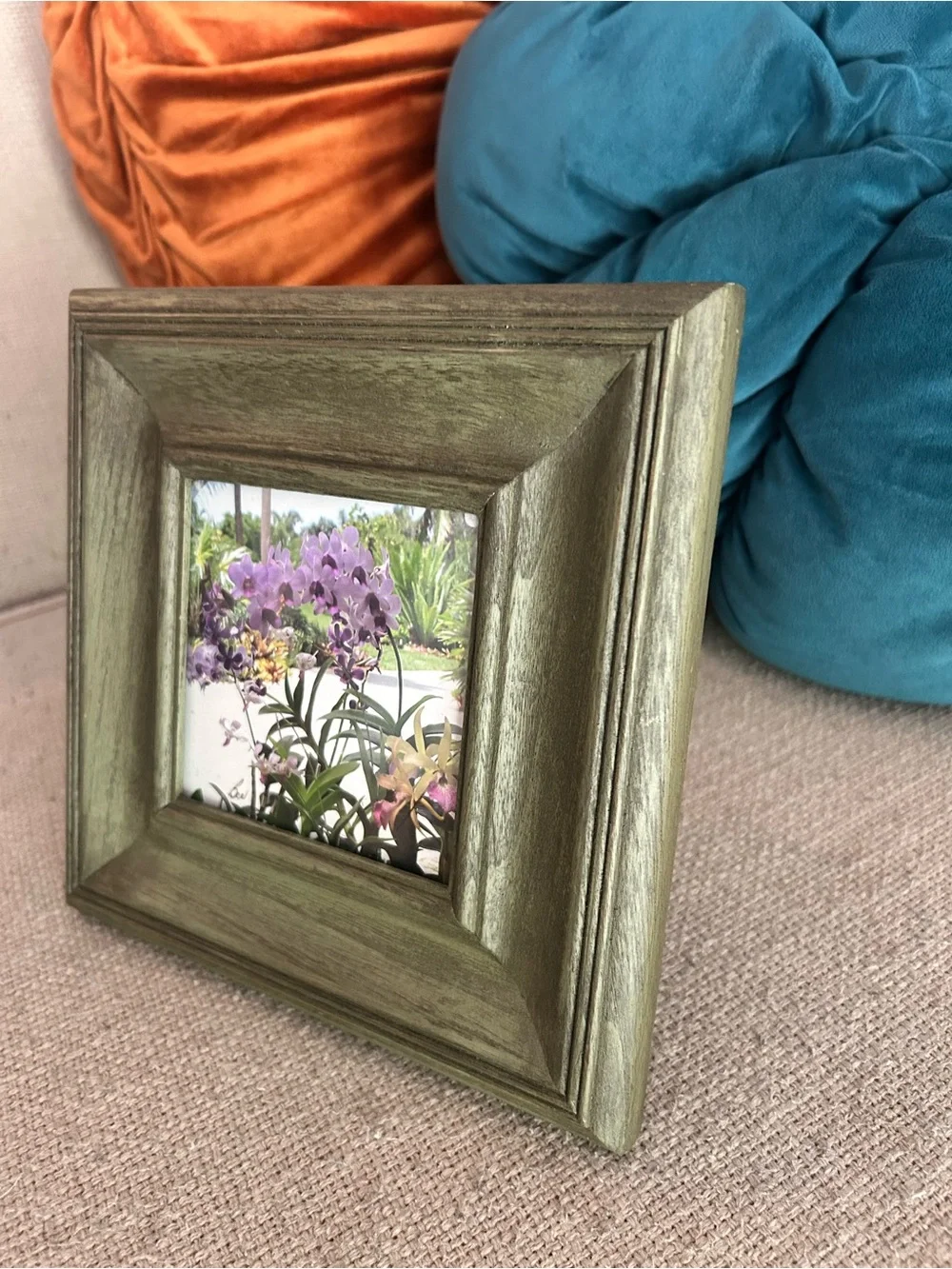 Green Wood Picture Frames Lot of 2 Home Decor Cottagecore Farmhouse Style Photo